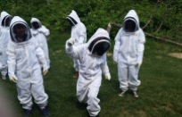 Our awesome Keeper Crew in Bee Suits